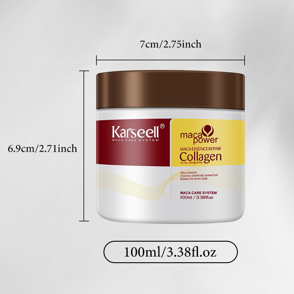 Karseell Collagen Hair Treatment for Dry Damaged Hair, 3.38floz