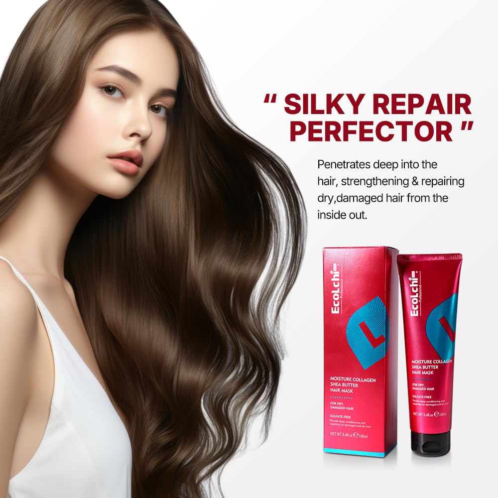 Collagen Shea Butter Hair Mask Deep Repair Conditioning Moisture Collagen Shea Butter Hair Treatment for Dry and Damaged Hair All Hair Types 5.4fl.oz 160ml