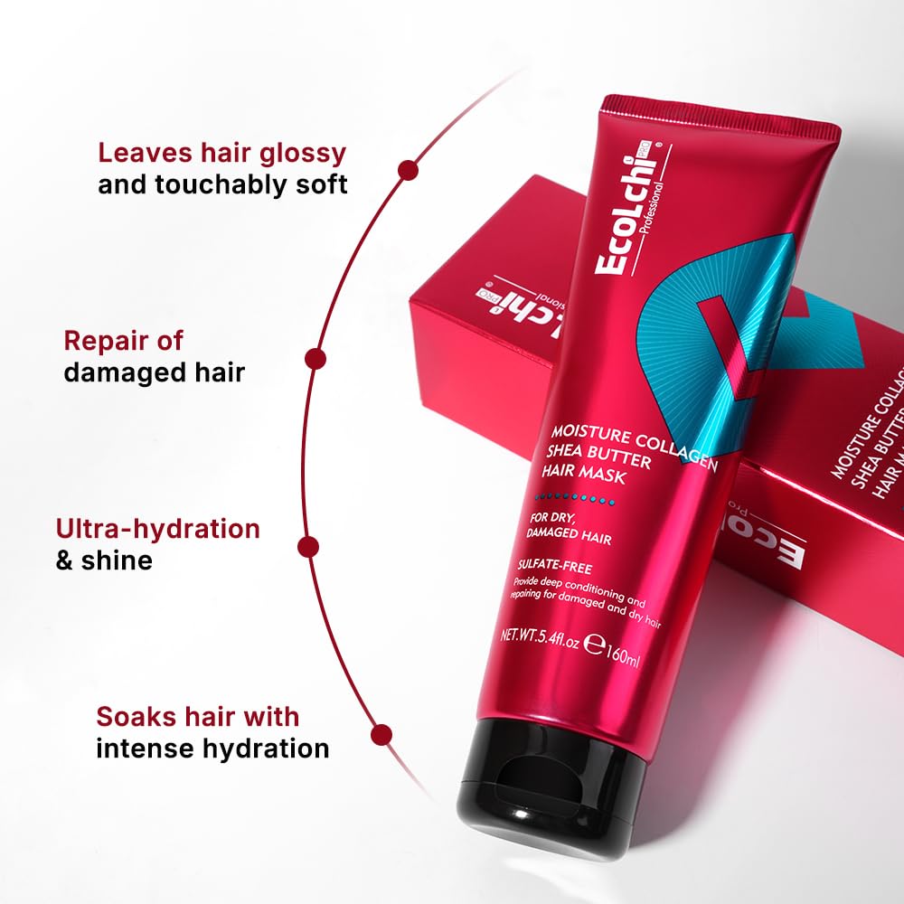 Collagen Shea Butter Hair Mask Deep Repair Conditioning Moisture Collagen Shea Butter Hair Treatment for Dry and Damaged Hair All Hair Types 5.4fl.oz 160ml