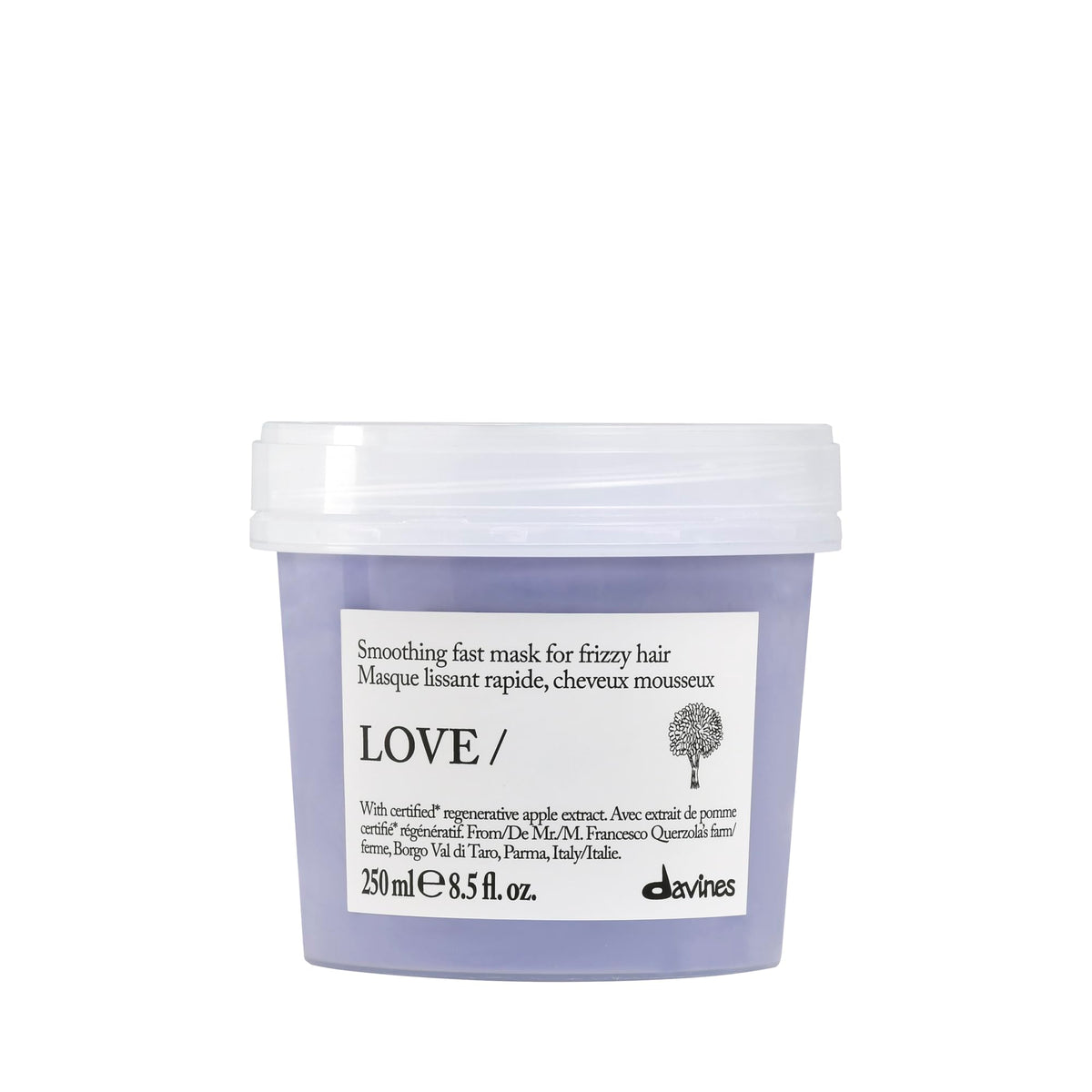 Davines LOVE/Smoothing Instant Mask, Taming Anti-Frizz Fast-Acting Action for Wavy, Unruly, Coarse Hair - Smooths Flyaways & Reduces Volume in 30 Seconds with Apple Pulp