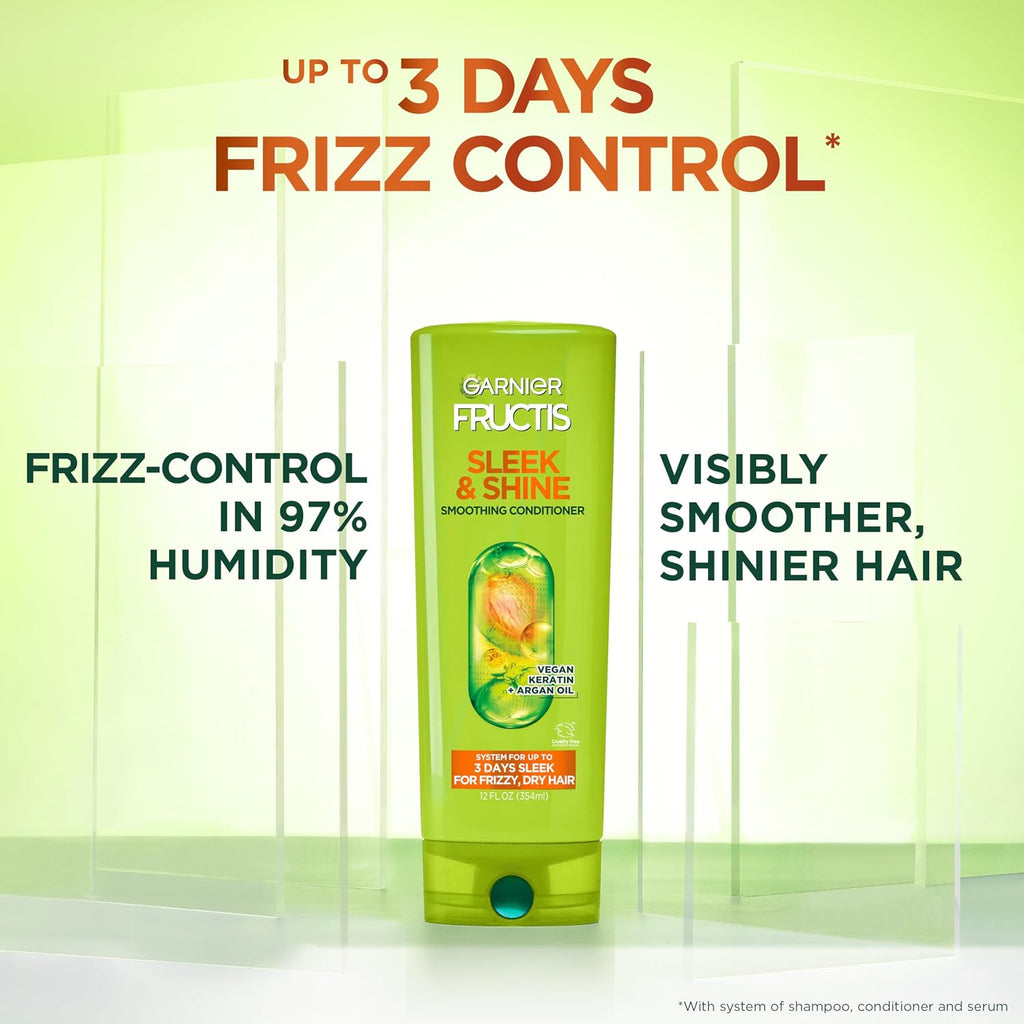 Garnier Fructis Sleek & Shine Conditioner, Frizzy, Dry, Unmanageable Hair, 21 fl. oz.(Packaging May Vary)