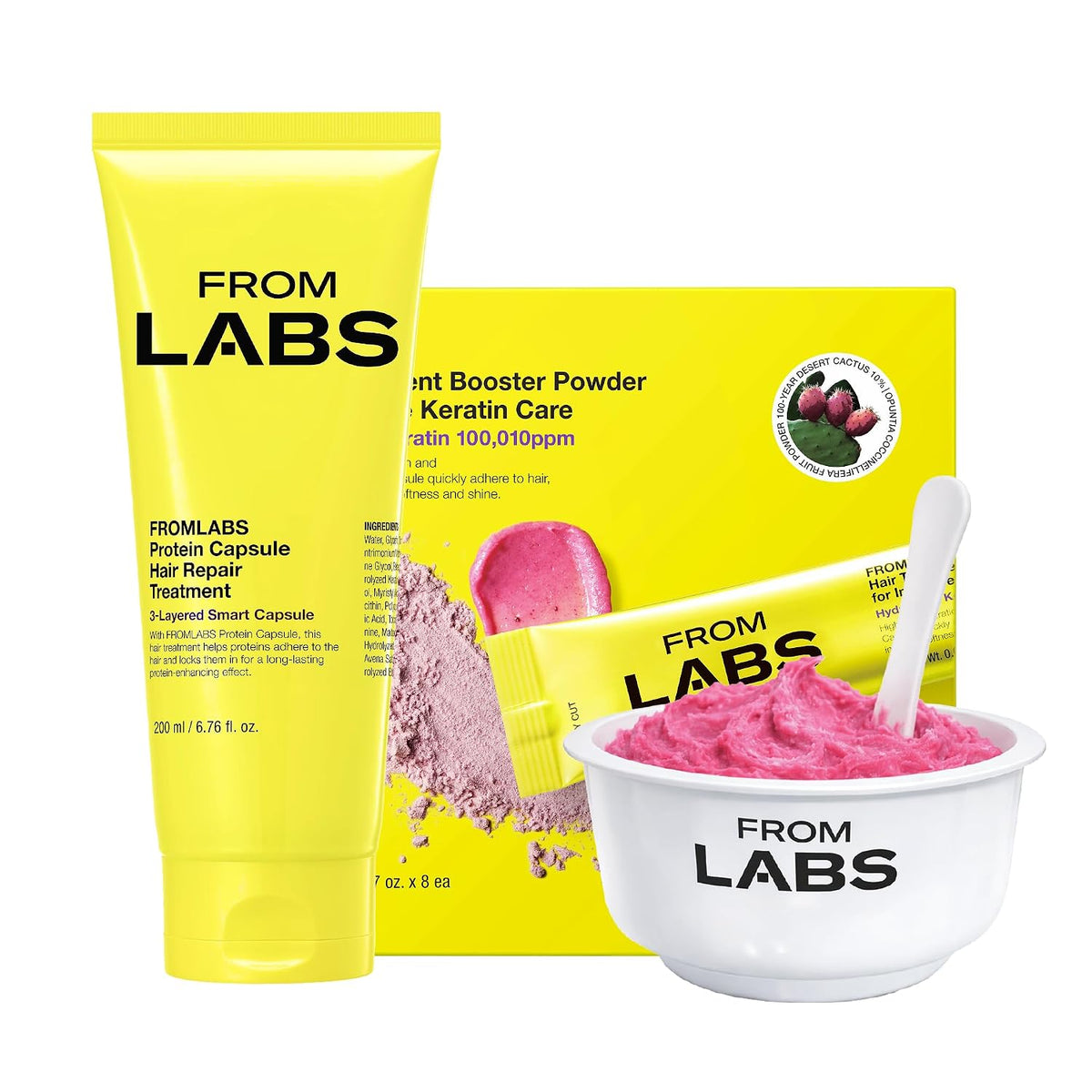 FROMLABS Deep Conditioning Protein Hair Mask Duo Set for Damaged Hair | Keratin Repair Treatment for Dry, Frizzy, Bleached & Color Treated Hair | For Curly, Wavy & Straight Hair | Korean Hair Care