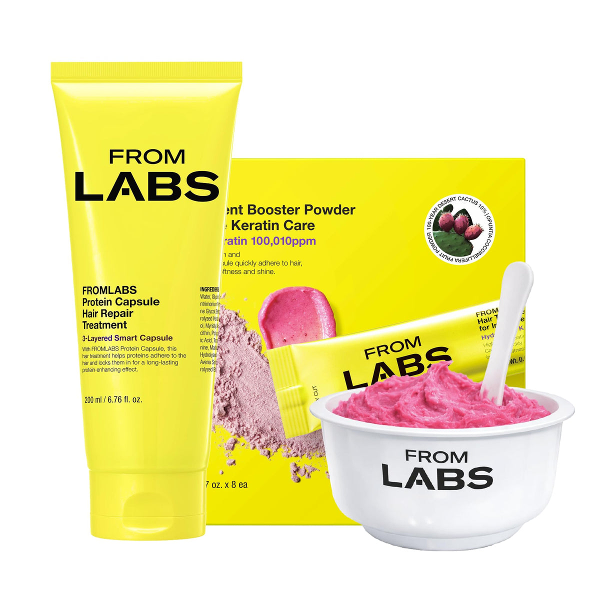 FROMLABS Deep Conditioning Protein Hair Mask Duo Set for Damaged Hair | Keratin Repair Treatment for Dry, Frizzy, Bleached & Color Treated Hair | For Curly, Wavy & Straight Hair | Korean Hair Care