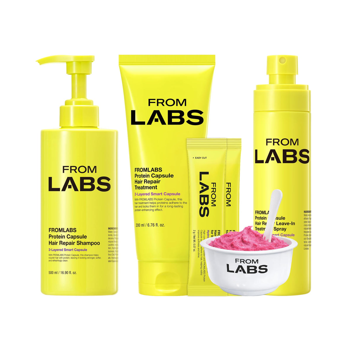 FROMLABS Deep Conditioning Protein Hair Mask Duo Set for Damaged Hair | Keratin Repair Treatment for Dry, Frizzy, Bleached & Color Treated Hair | For Curly, Wavy & Straight Hair | Korean Hair Care