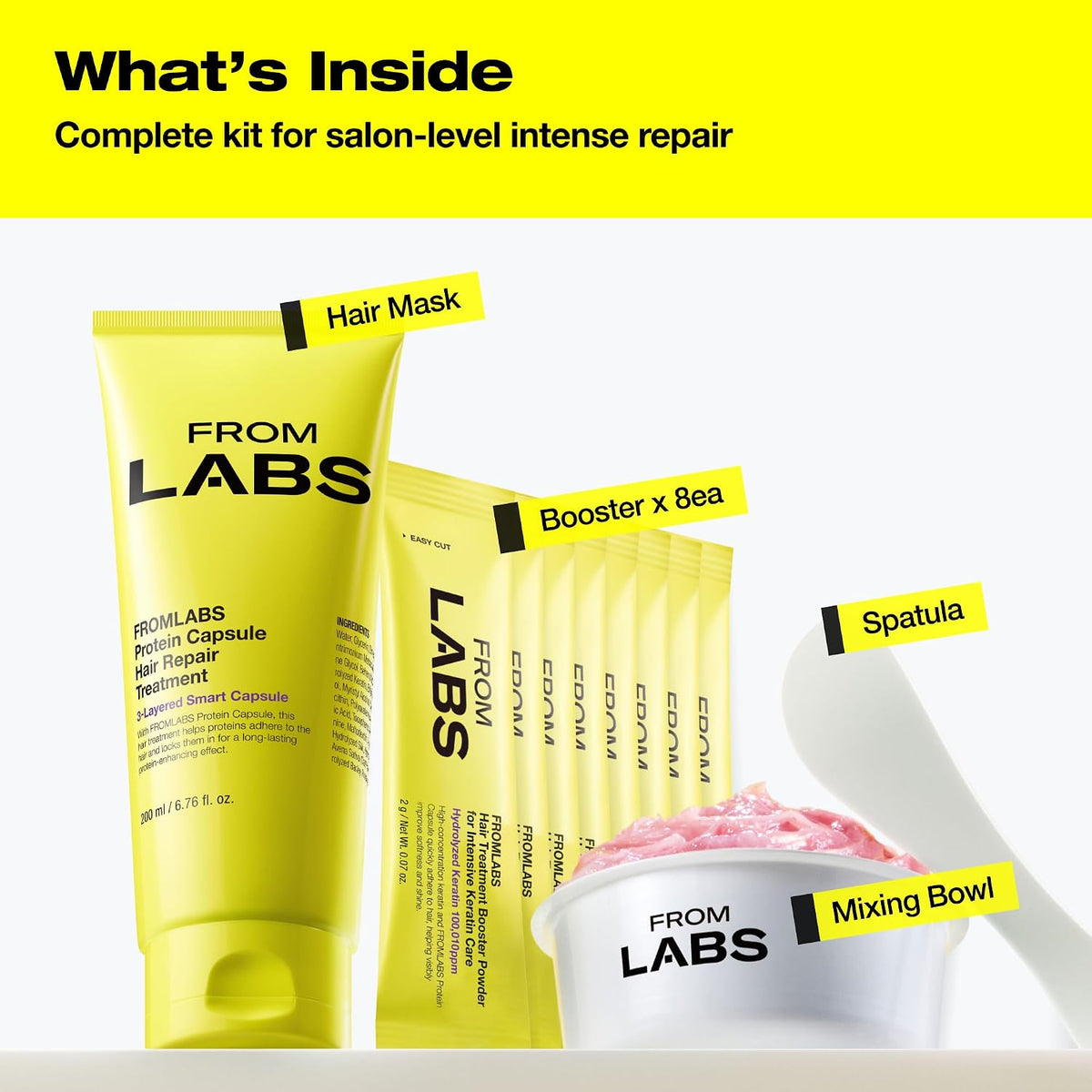 FROMLABS Deep Conditioning Protein Hair Mask Duo Set for Damaged Hair | Keratin Repair Treatment for Dry, Frizzy, Bleached & Color Treated Hair | For Curly, Wavy & Straight Hair | Korean Hair Care