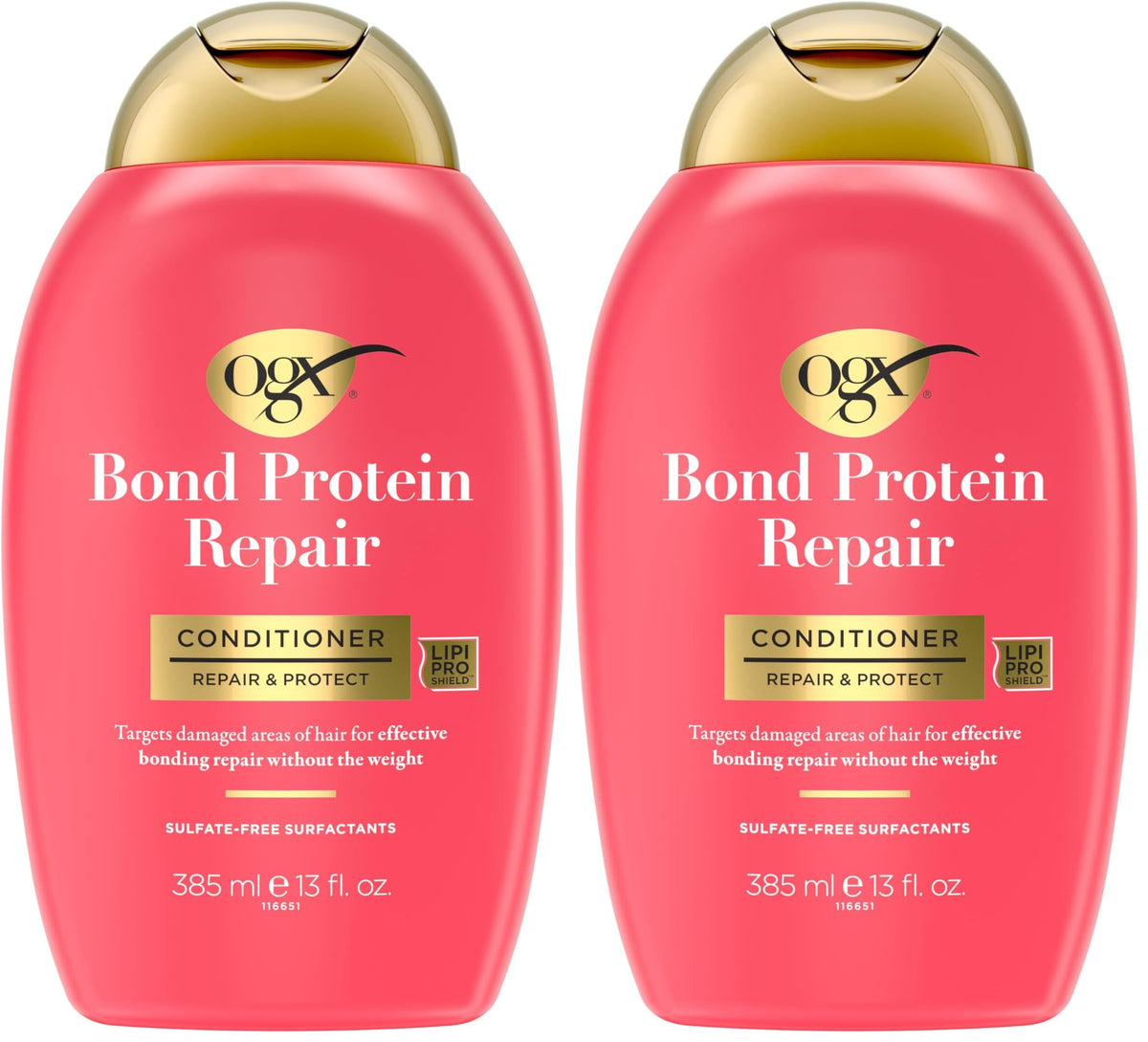OGX Repair & Protect Bond Protein Repair Conditioner, Lightweight Conditioner Targets Damaged Areas of Hair, Formulated without Parabens, Sulfate-Free Surfactants, 13 fl. oz