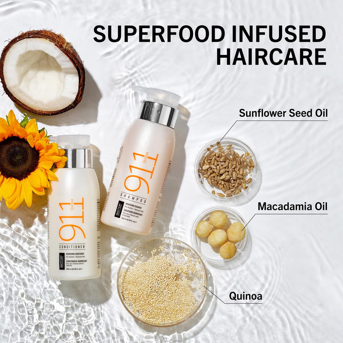 Biotop Professional 911 Quinoa Hair Mask - Repairing Hair Mask Treatment For Dry or Extremely Damaged Strands - Color Safe & Cruelty Free Hair Care - (18.6oz/550ml)
