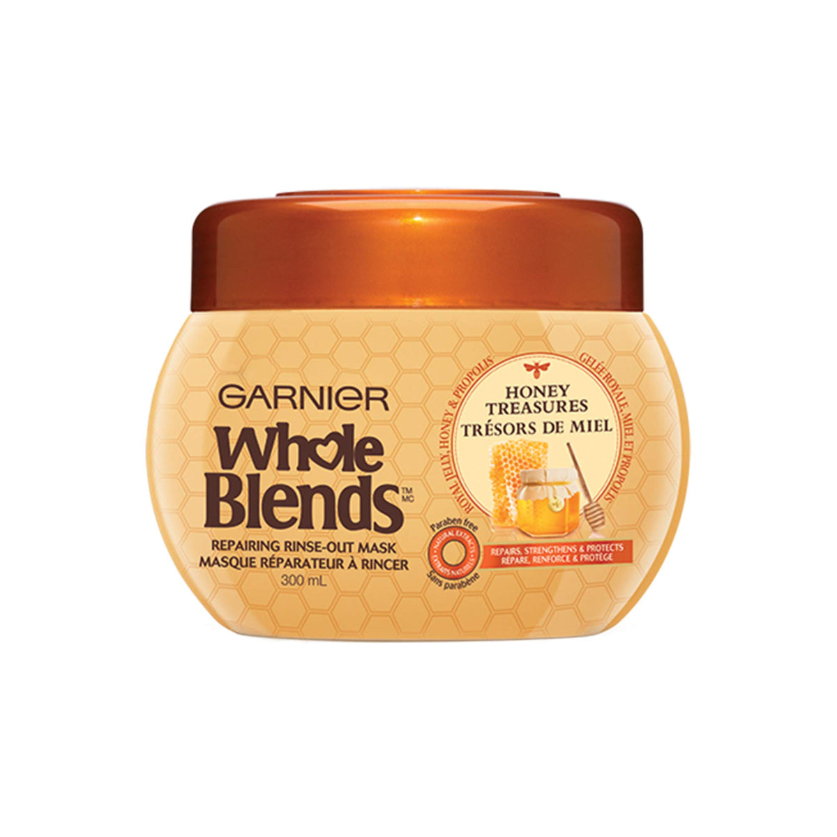 Garnier Whole Blends Honey Treasures Repairing Mask, for Dry, Damaged Hair, 11.5 Fl Oz, 2 Count (Packaging May Vary)