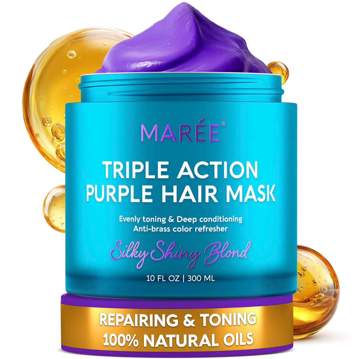 MAREE Deep Conditioning Hair Mask for Damaged Hair Treatment – Keratin Hair Care for Hydrating Growth Repair Moisturizing – Dry Curly Color Refreshing – 10 Fl Oz, White