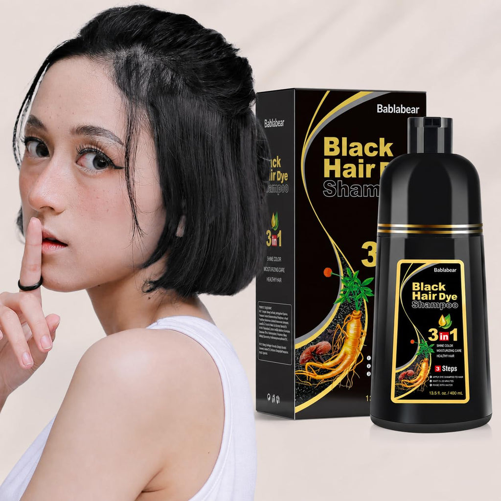 Bablabear Black Hair Dye Shampoo for Gray Hair,Hair Color Shampoo for Women and Men, Grey Coverage.