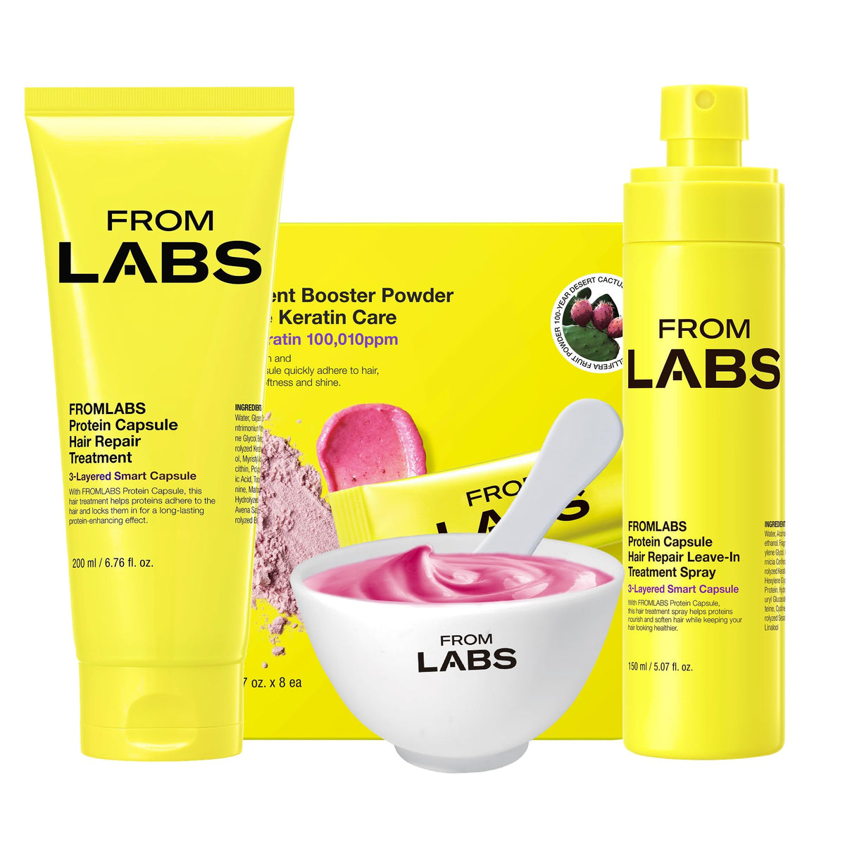 FROMLABS Deep Conditioning Protein Hair Mask Duo Set for Damaged Hair | Keratin Repair Treatment for Dry, Frizzy, Bleached & Color Treated Hair | For Curly, Wavy & Straight Hair | Korean Hair Care