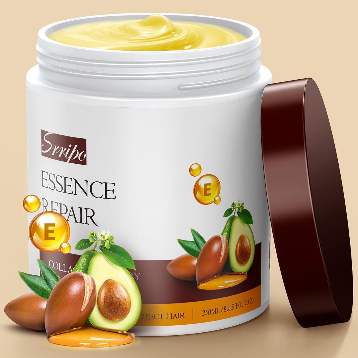 Collagen Hair Mask for Deep Conditioning, Keratin Hair Treatment with 4 Hydrolyzed Proteins, Moroccan & Avocado Oils Conditioner for Nourish, Calendula Gentian Extracts Care Dry & Damaged Hair 16.9 OZ