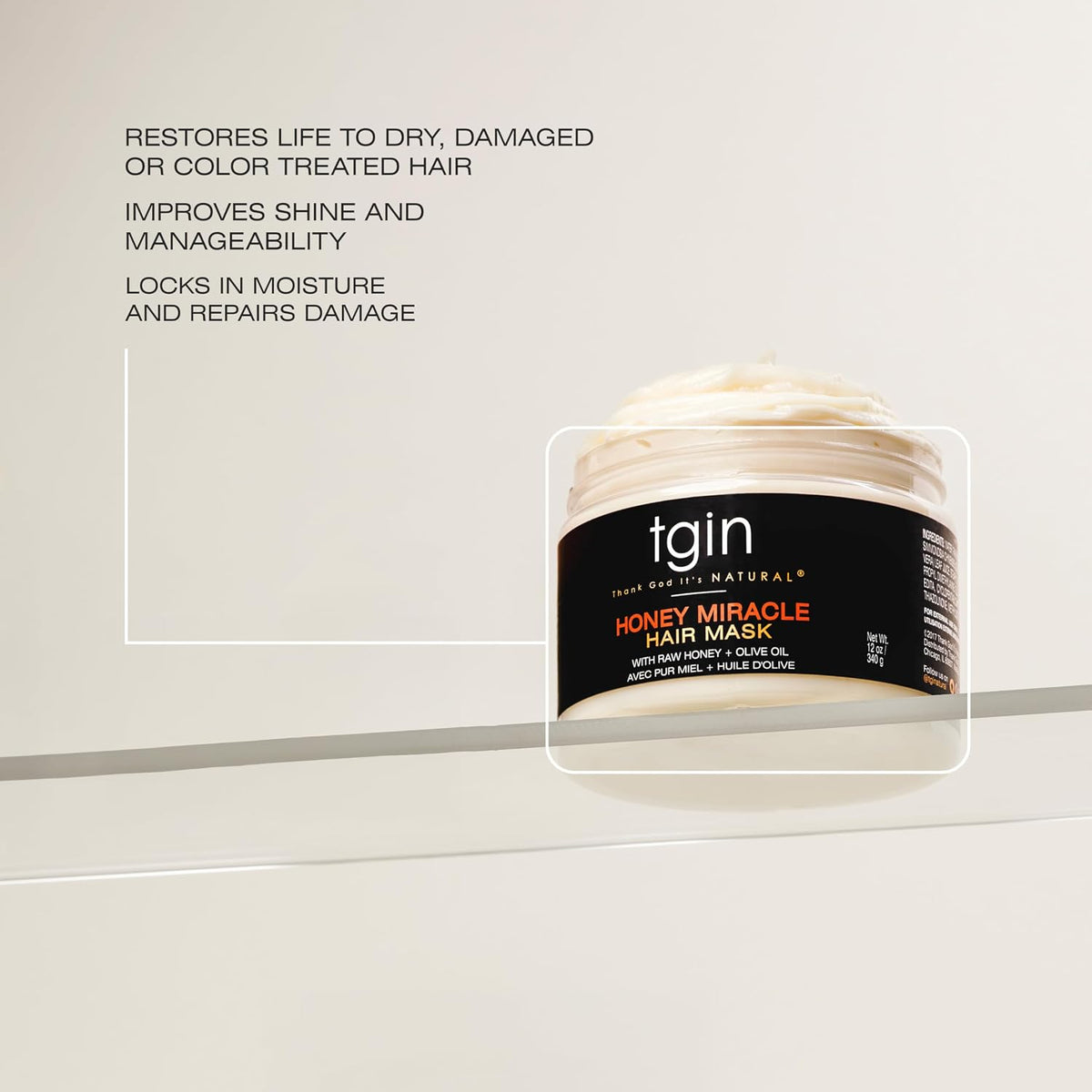 TGIN Honey Miracle Hair Mask Duo, 12 oz (Pack of 2) for Natural, Dry, Curly, Type 3c and 4c Hair