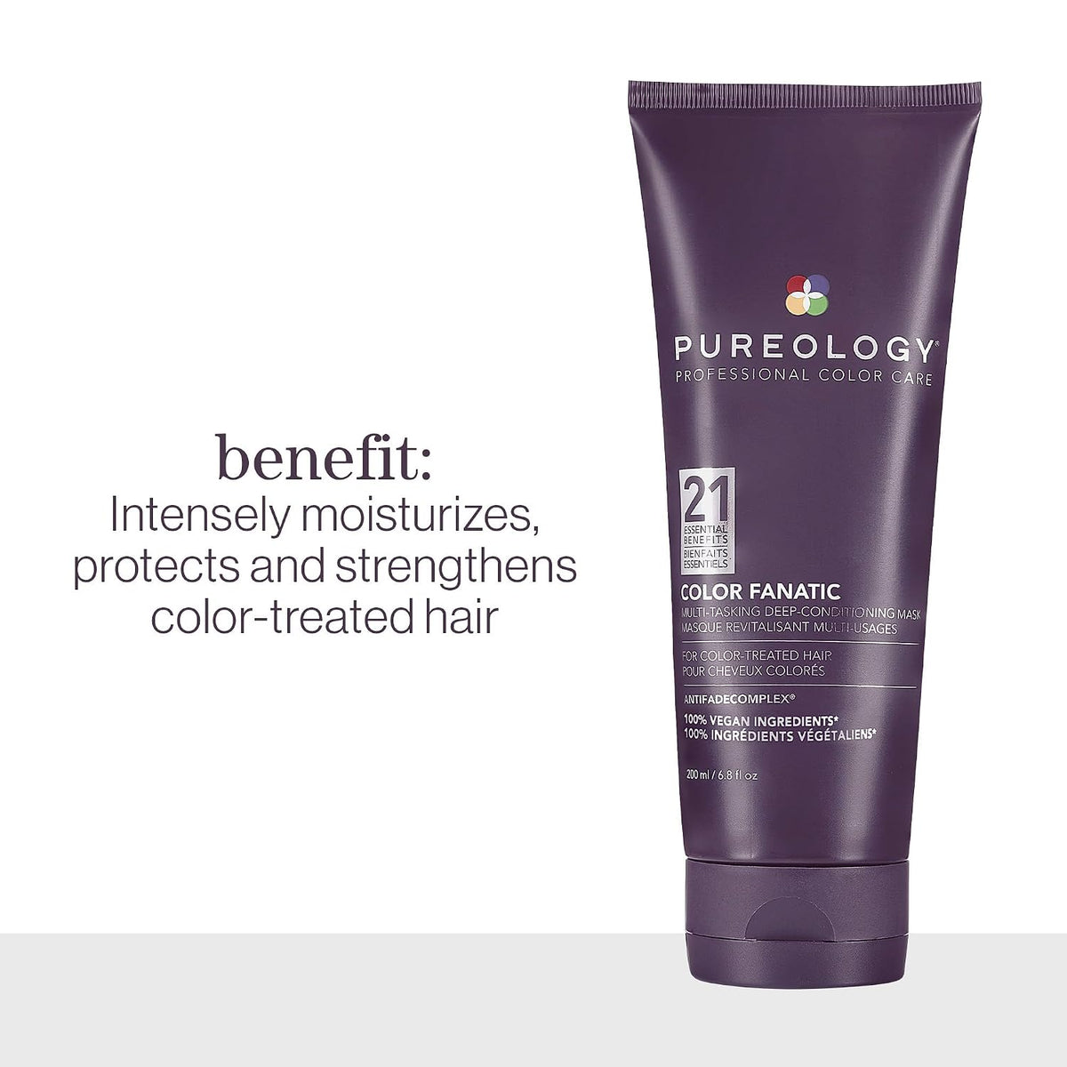 Pureology Color Fanatic Multi-Tasking Deep-Conditioning Mask - For Damaged and Color-Treated Hair, Multibenefit Hair Mask, Sulfate-Free & Vegan