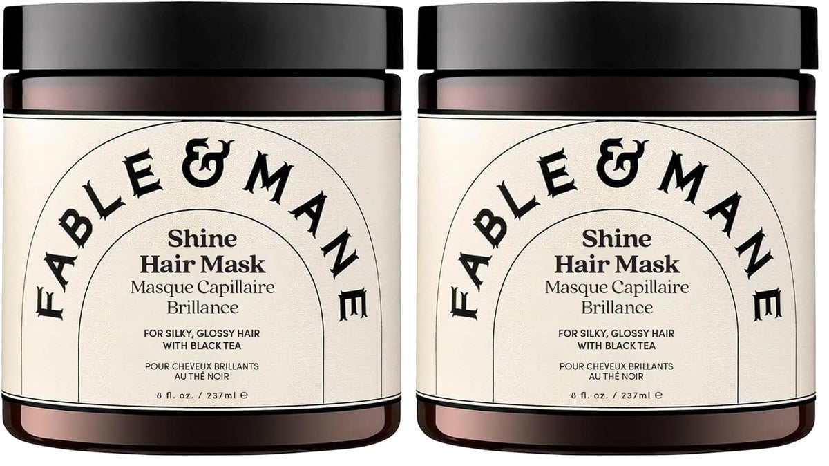Fable & Mane Shine Hair Mask, Boosts Shine, Tames Frizz and Enhances Colour with Black Tea. 3-Minute, Chai-scented, Hair Gloss Treatment