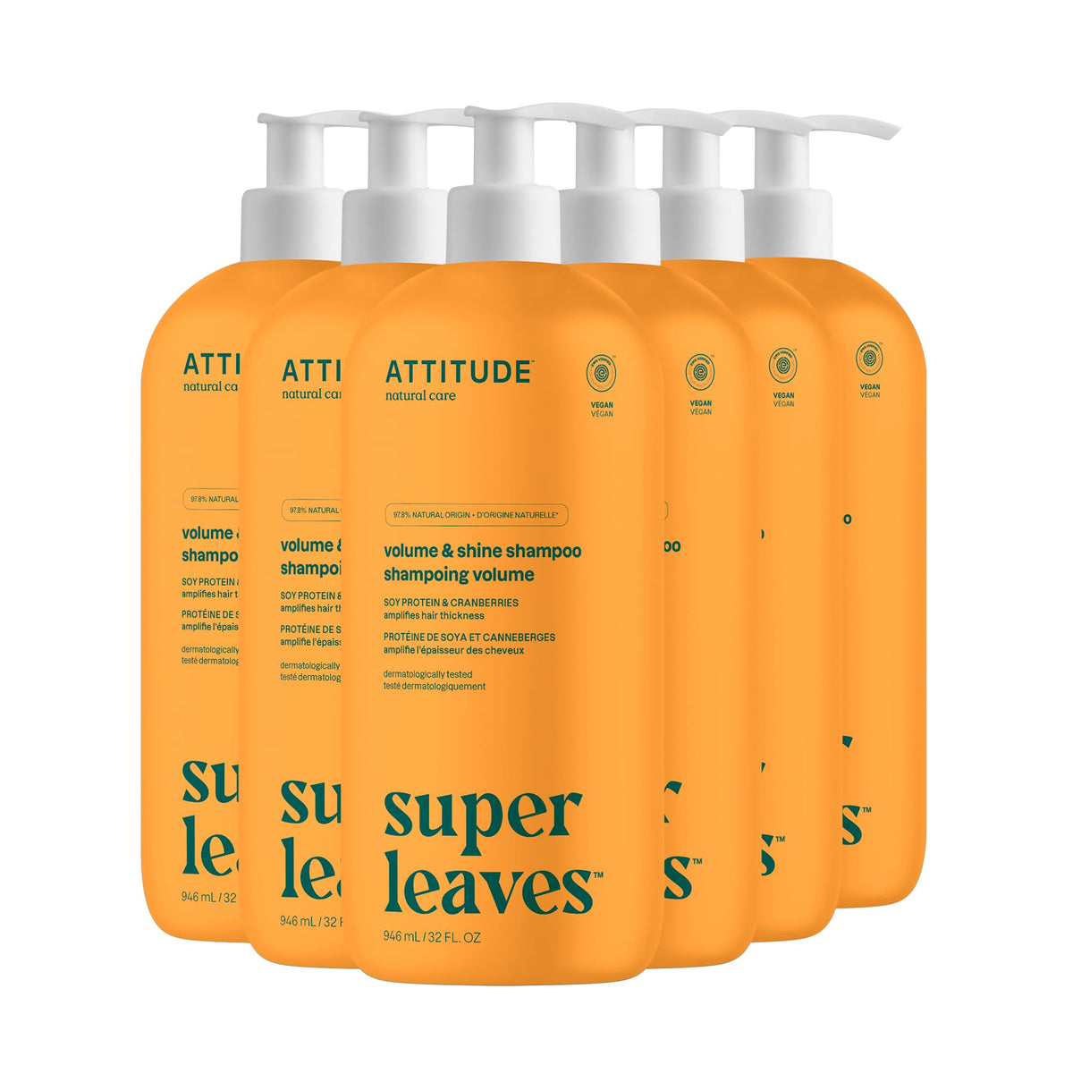 ATTITUDE Nourishing Hair Shampoo, EWG Verified, For Dry and Damaged Hair, Naturally Derived Ingredients, Vegan and Plant Based, Grapeseed Oil and Olive Leaves, 32 Fl Oz