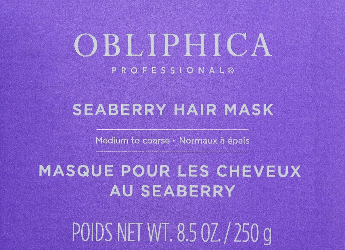 Obliphica Seaberry Hair Mask - Deep Conditioning Hydrating Treatment for Dry and Damaged Hair - Moisturizing Hair Repair and Growth Mask for Medium, Coarse, and Color-Treated Hair - 8.5 Ounces