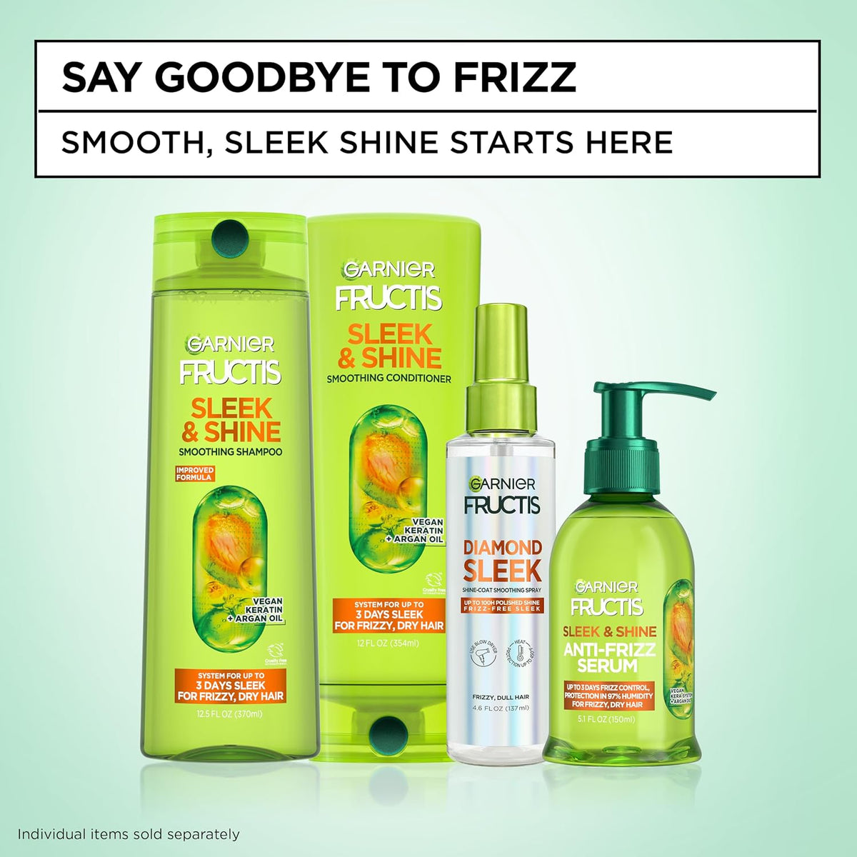 Garnier Fructis Sleek & Shine Conditioner, Frizzy, Dry, Unmanageable Hair, 21 fl. oz.(Packaging May Vary)